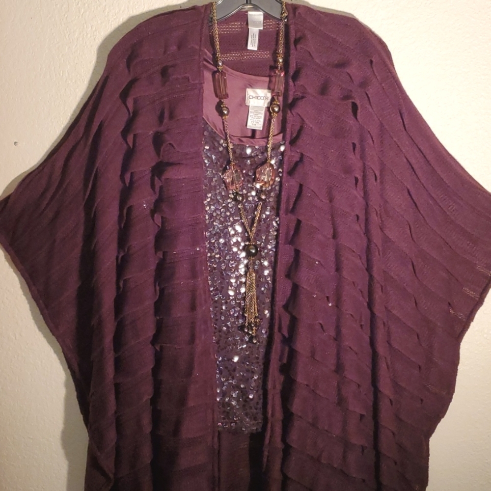 🍷MERLOT RUANA KNIT COVER UP - ONE SIZE FITS ALL🍷